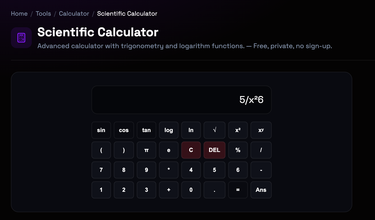 How to use Scientific Calculator online — free, fast, and private